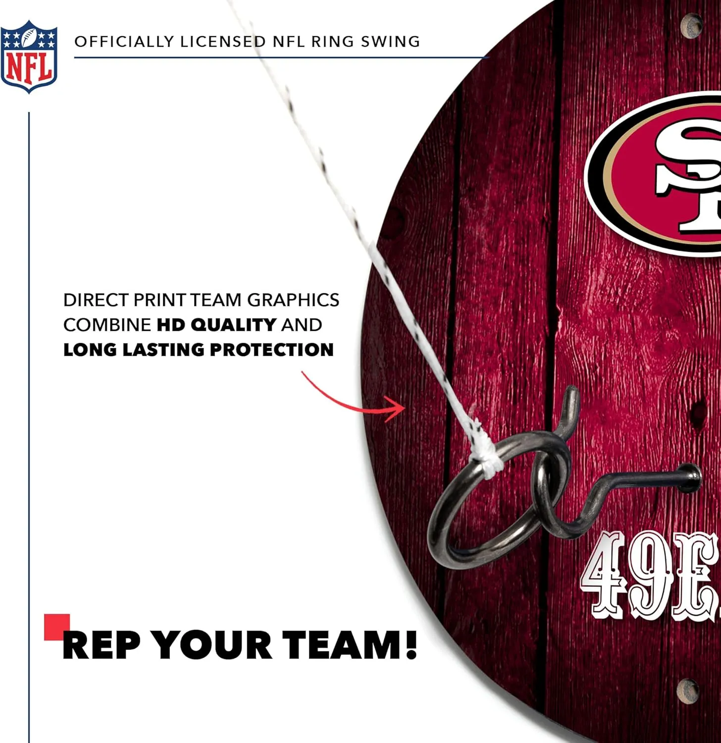 Wild Sports Solid Wood NFL Hook & Ring Toss Set with Direct Print HD Team Graphics  Easy Hang Hook and Ring Toss Target  Great Gift for Any Football Fan! Ring Toss Family Game for a Game Room