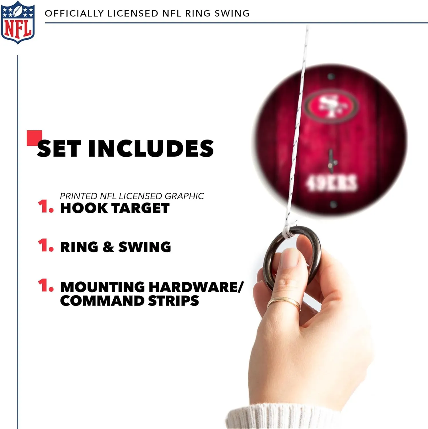 Wild Sports Solid Wood NFL Hook & Ring Toss Set with Direct Print HD Team Graphics  Easy Hang Hook and Ring Toss Target  Great Gift for Any Football Fan! Ring Toss Family Game for a Game Room