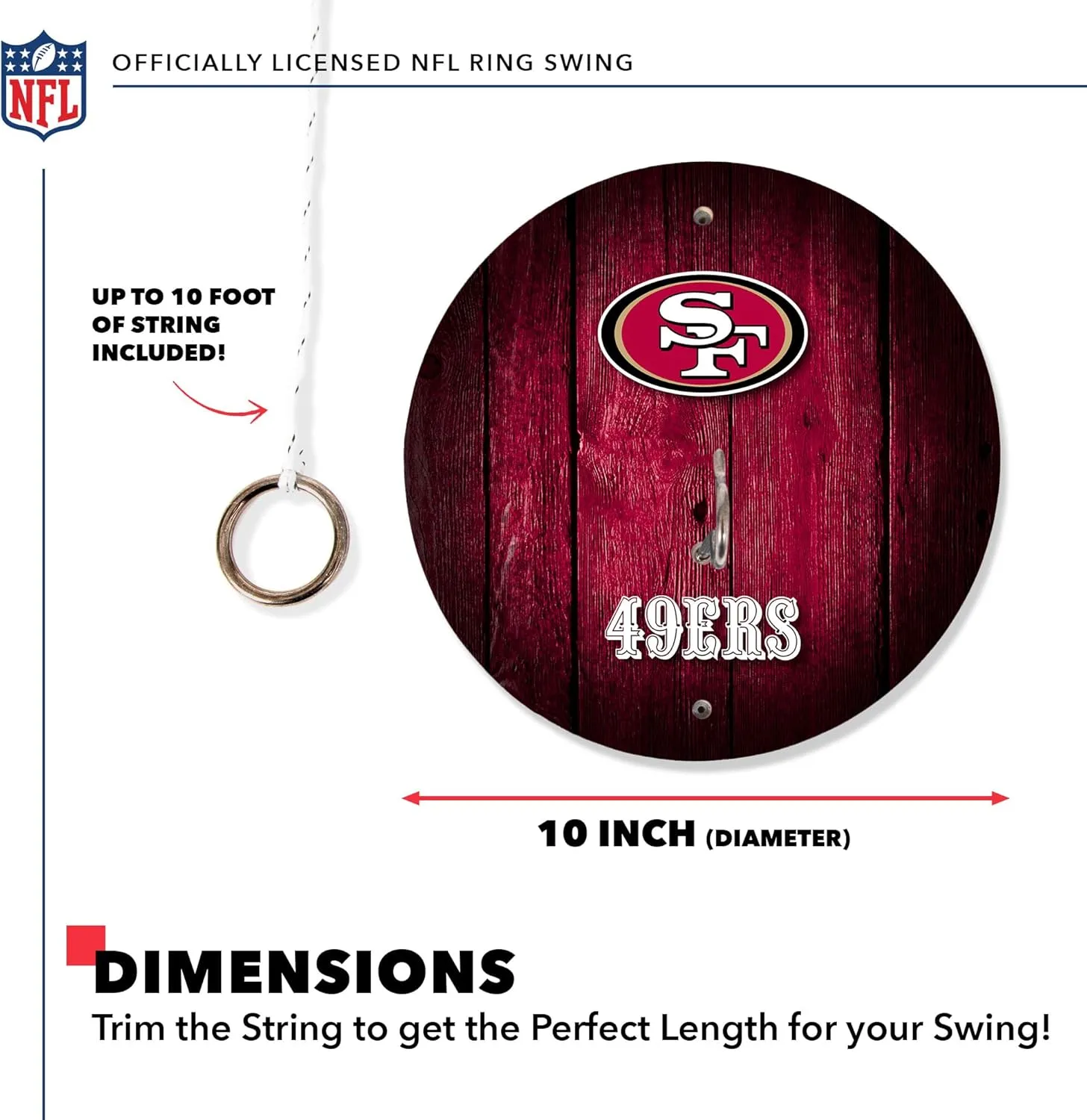 Wild Sports Solid Wood NFL Hook & Ring Toss Set with Direct Print HD Team Graphics  Easy Hang Hook and Ring Toss Target  Great Gift for Any Football Fan! Ring Toss Family Game for a Game Room