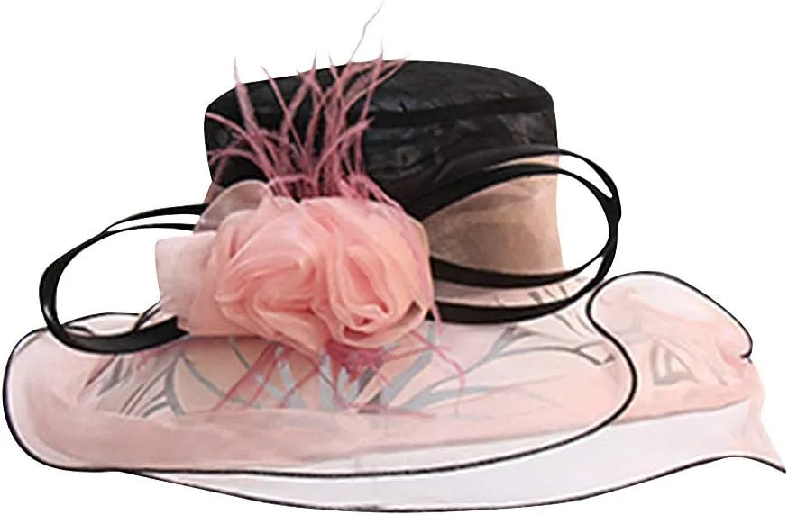 Womens Wide Brim Bowler Fedora Hat Vintage Felt Floppy Fascinator Hat with Vel Winter Hat